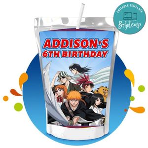 Bleach Capri Sun Birthday Labels Digital File Printable Instant Download