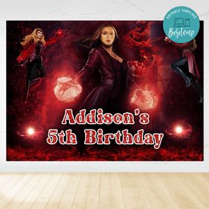 Wanda Maximoff Birthday Backdrop Digital File Template Instant Download