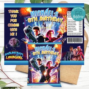 Sharkboy and lavagirl Birthday Chip Bag Digital File Printable Instant Download