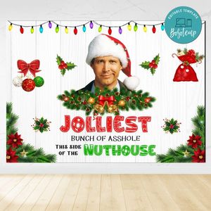 Jolliest Bunch Birthday Backdrop Digital File Template Instant Download