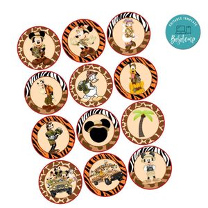 Mickey Safari Cupcake Toppers Template Printable Instant Download