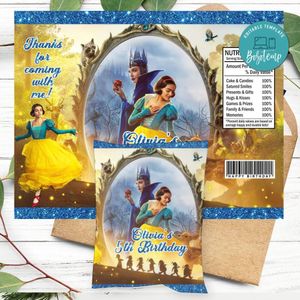 Snow white 2025 Birthday Chip Bag Label Customizable Instant Download