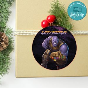 Thanos Circle Sticker Template Customizable to Print at Home Instant Download
