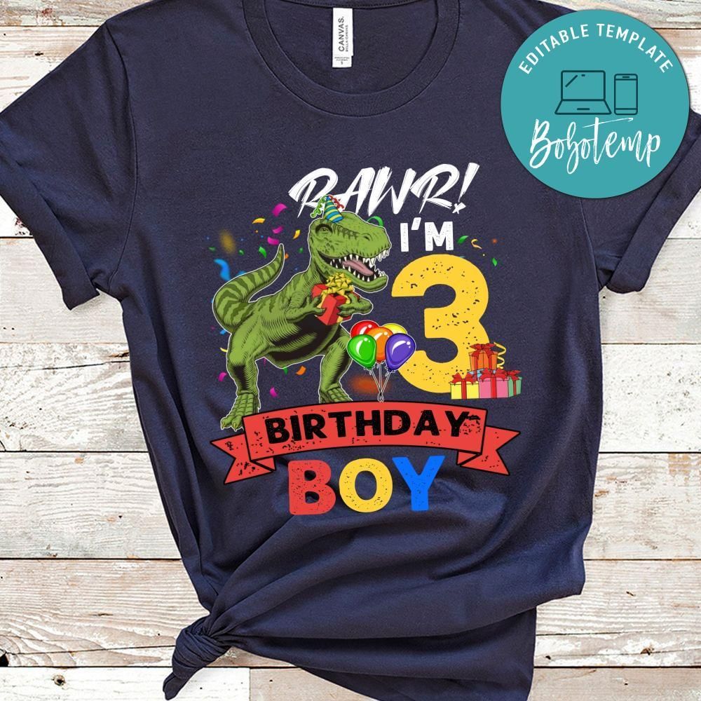 Three Rex Dinosaur Birthday Boy Customer request PNG file template