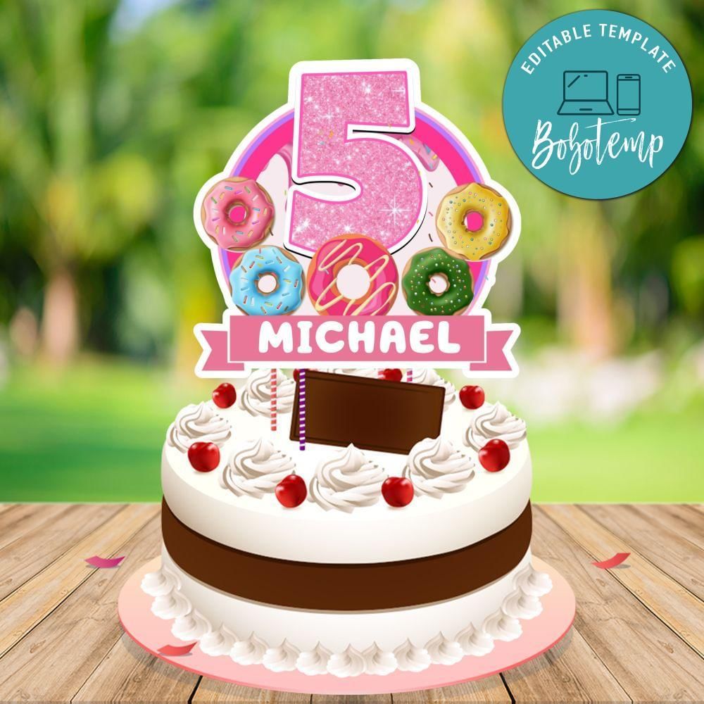 Sweet Doughnut Cake Topper Template Printable Instant Download