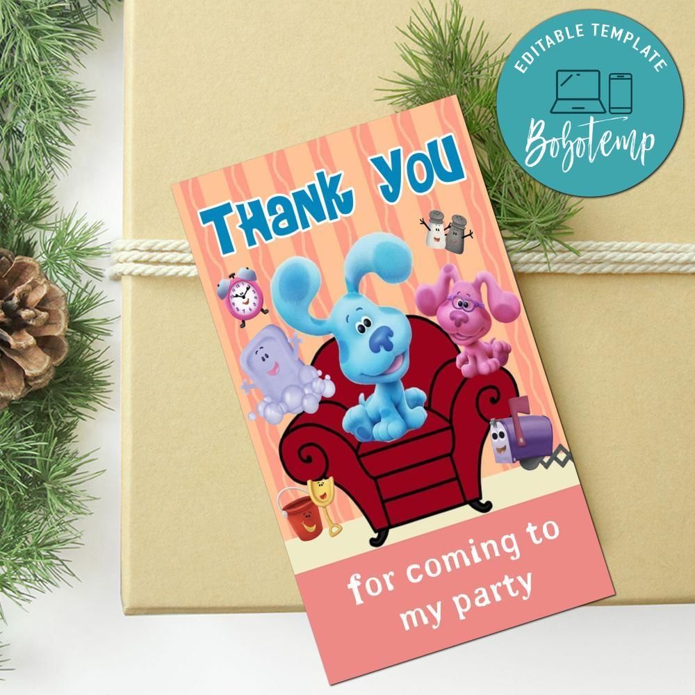 Blue's Clues Thank You Tag Customizable Template To Print At Home Instant Download
