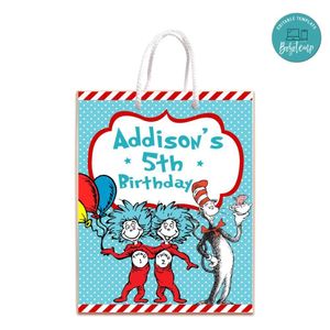 Dr. Seuss Gift Bag Label Template Printable Instant Download