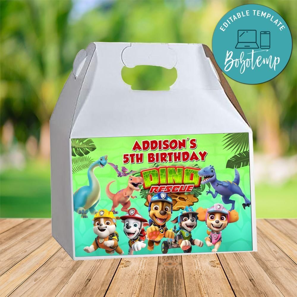 Dino Rescue Gable Box Digital File Printable Instant Download