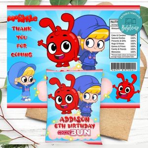 Morphle Birthday Honey Buns Snack Bag Label Customizable Instant Download
