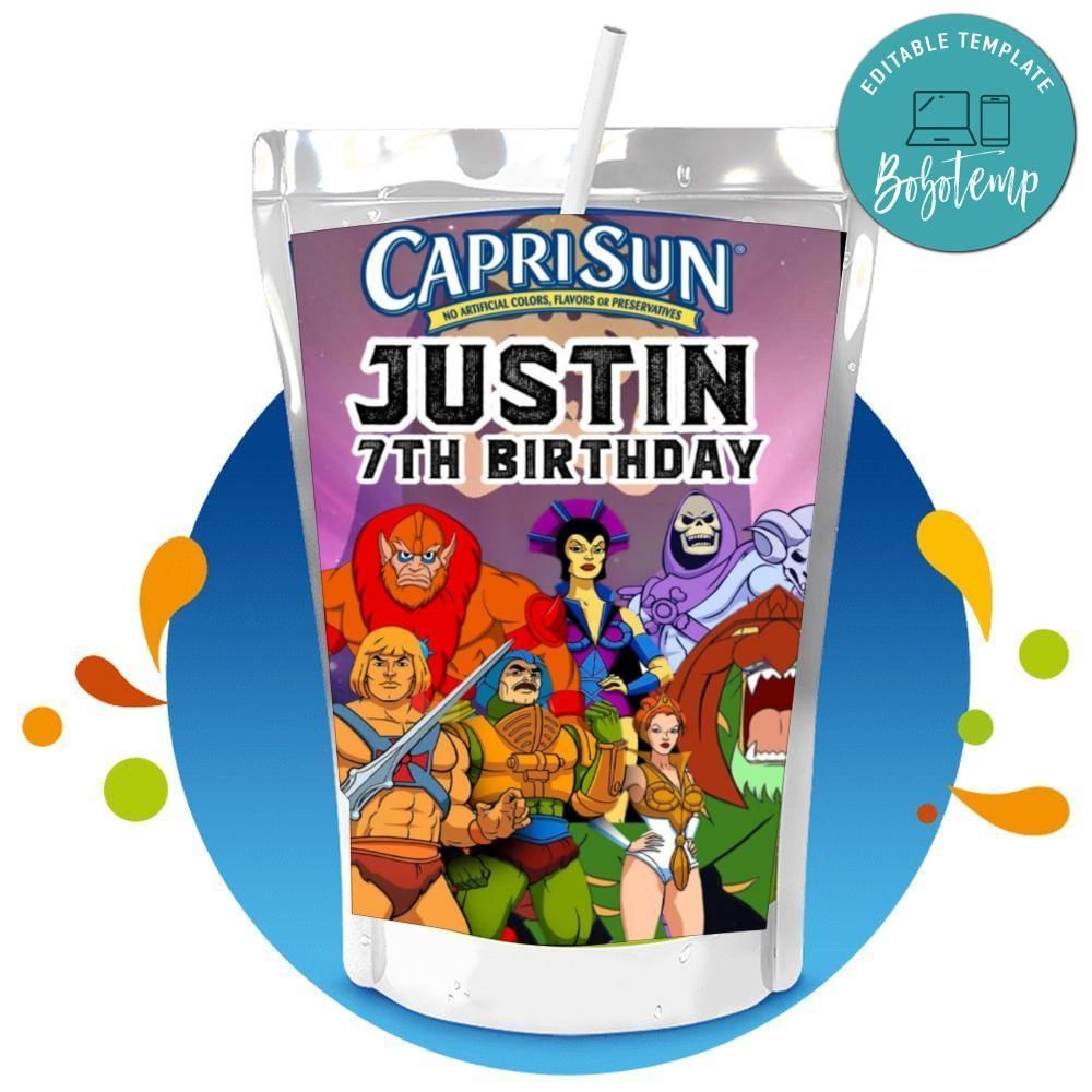 He-man Capri Sun Birthday Labels Digital File Printable Instant Download