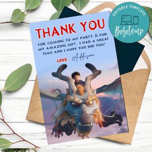 Dragonkeeper Thank You Card Customizable Template To Print At Home Instant Download
