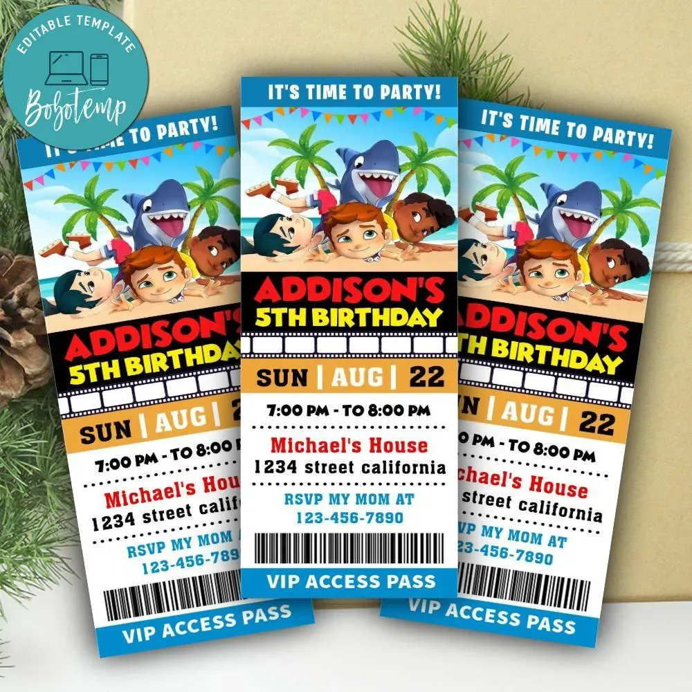 Sharkdog Ticket Invitation Customizable Template | Bobotemp