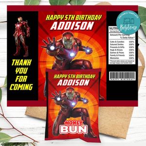 Iron Man Honeybun Snack Bag Digital File Printable Instant Download