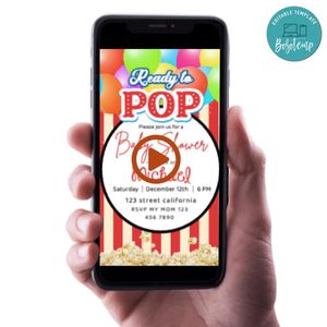 Ready to pop Baby Shower Video Invitation Digital Template Customizable Instant Download
