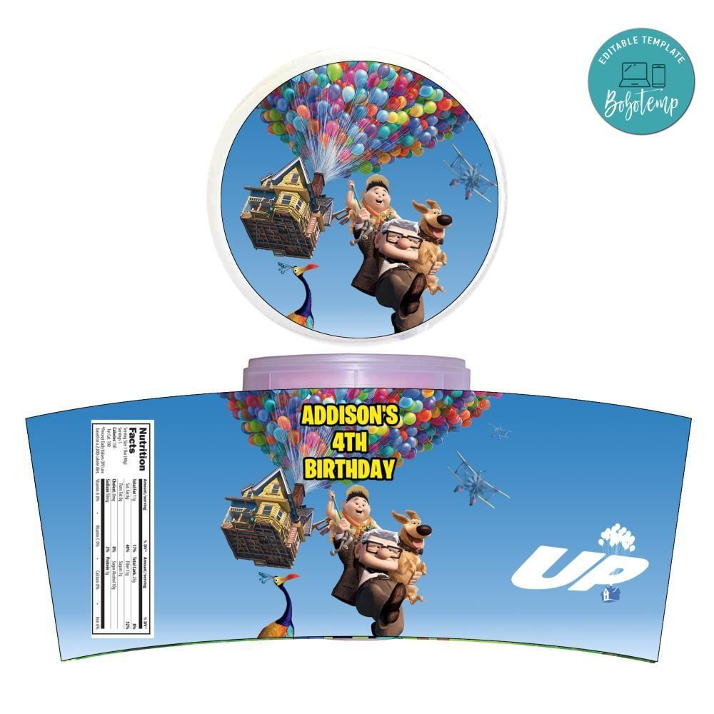 Disney Pixar Up Cotton Candy Label Template To Print At Home Instant Download