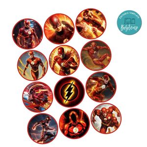 The Flash Cupcake Toppers Template Printable Instant Download