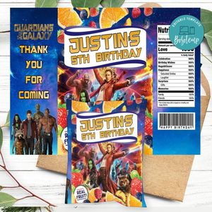 Guardians Of The Galaxy Birthday Party Fruit Snack Bag Digital File Printable Instant Download