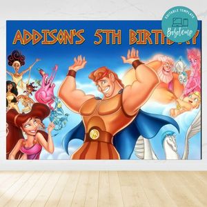 Hercules Birthday Backdrop Digital File Template Instant Download