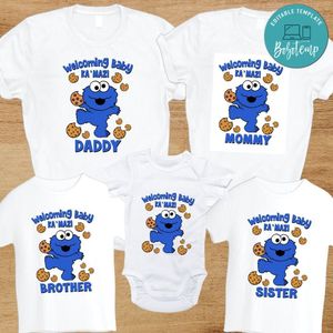 Cookie Monster Welcoming Baby Family Party T-Shirt