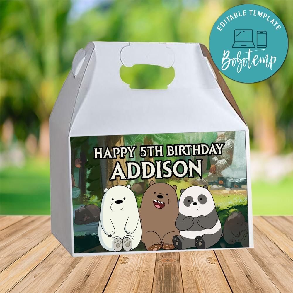 We Bare Bears Gable Box Digital File Printable DIY | Bobotemp