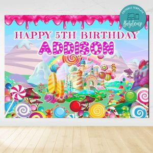 Candyland Birthday Backdrop Digital File Template Instant Download