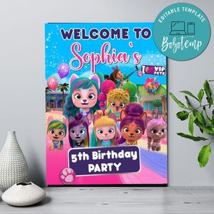 I Love Vip Pets Birthday Welcome Sign Digital File Printable Instant Download