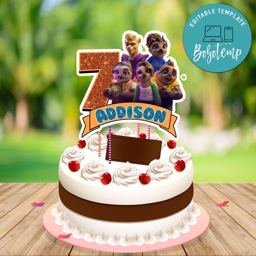 The Sloth Lane Cake Topper Template Printable Instant Download