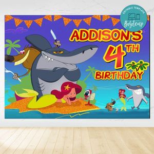 Zig & Sharko Birthday Backdrop Digital File Template Instant Download