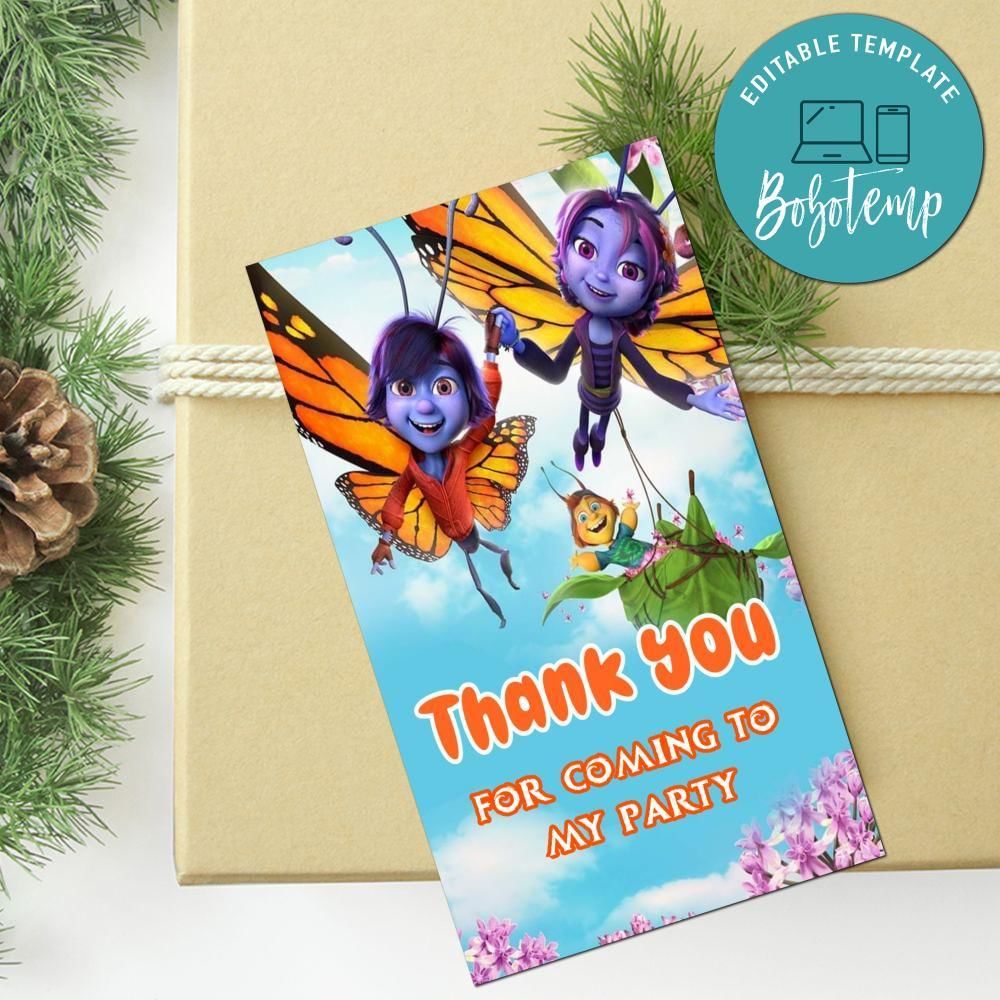Butterfly Tale Thank You Tag Customizable Template To Print At Home Instant Download