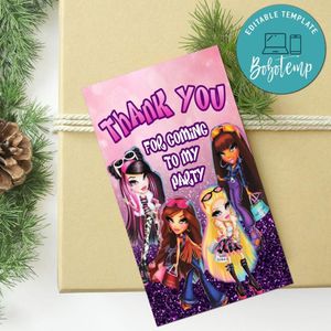Bratz Thank You Tag Customizable Template To Print At Home Instant Download