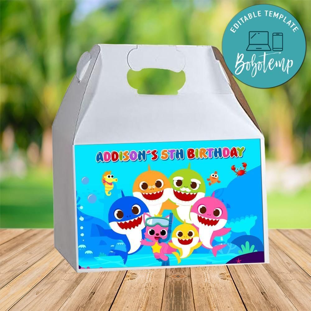 Baby Shark Gable Box Digital File Printable Instant Download