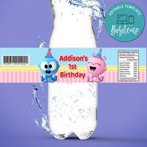 Gaa Gaa And Goo Goo Birthday Water Bottle Label Template to Print at Home Instant Download