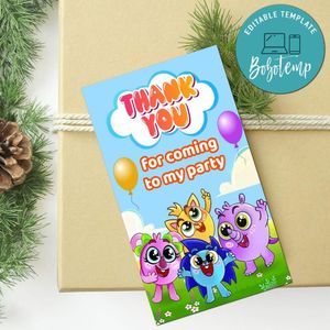 Baby Zoo Thank You Tag Customizable Template To Print At Home Instant Download