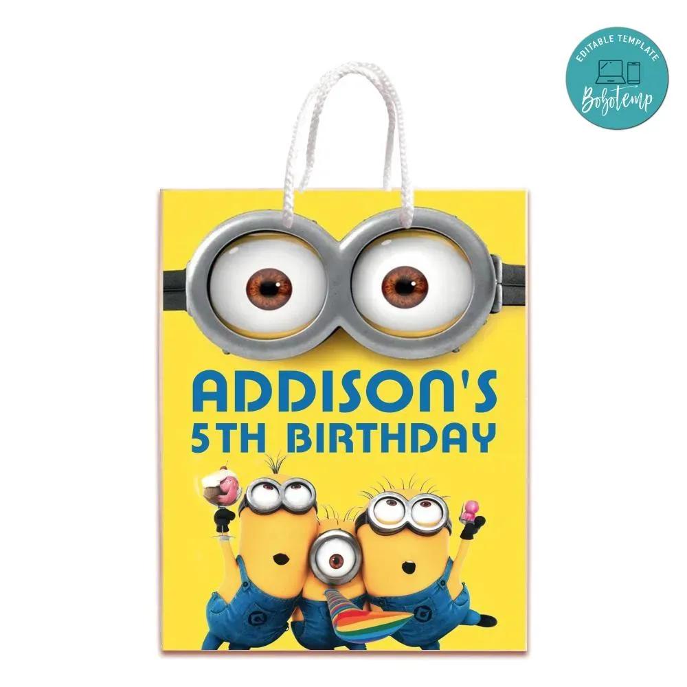 Minion Gift Bag Label Template Printable DIY | Bobotemp Shop