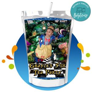 Alice in Wonderland custom photo Capri Sun Birthday Label Digital File Printable Instant Download