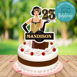 Flapper Cake Topper Template Printable Instant Download