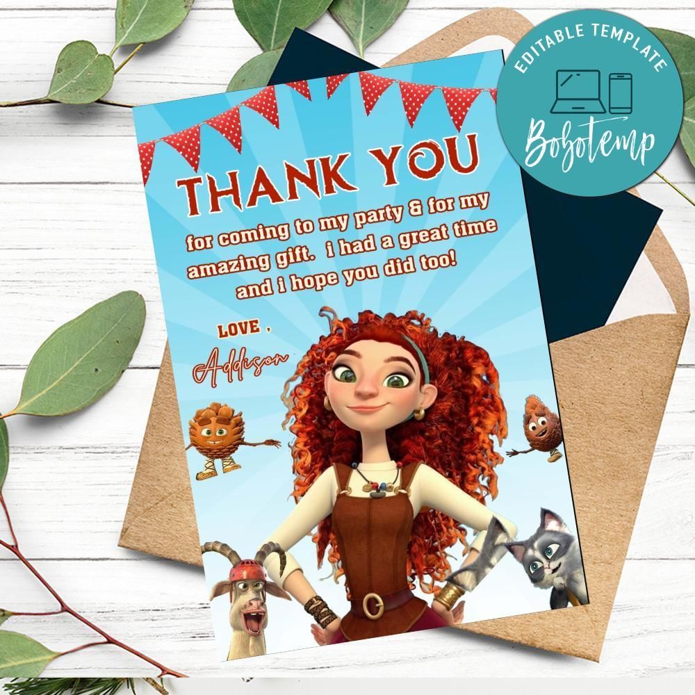 Yaga And The Book Of Spells Thank You Card Customizable Template To Print At Home Instant Download