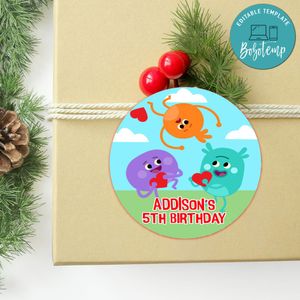 Bumble Nums Circle Sticker Template Customizable To Print At Home Instant Download