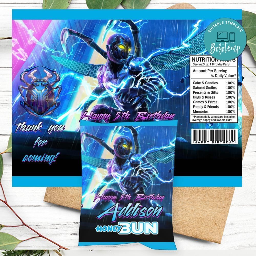 Blue Beetle Honeybun Snack Bag Digital File Printable Instant Download