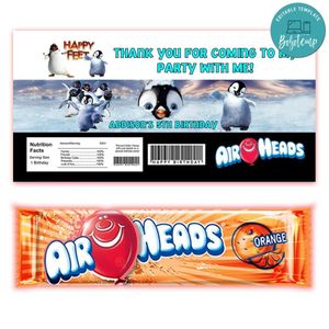 Happy Feet Airhead Candy Wrapper Template Printable Instant Download