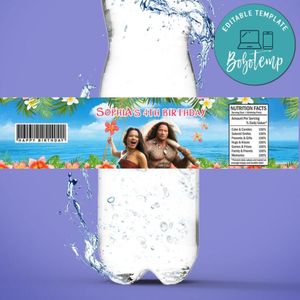 Moana Movie Birthday Water Bottle Label Template To Print At Home Instant Download