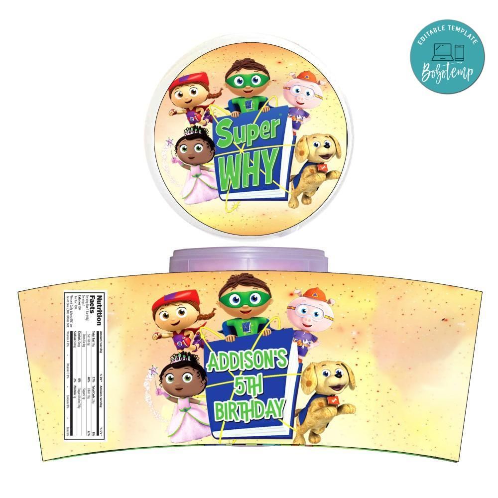 Super Why Wyatt Cotton Candy Label Template To Print At Home Instant Download