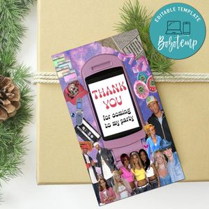 Early 2000s Thank You Tag Customizable Template To Print At Home Instant Download