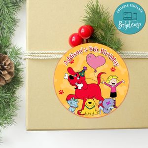 Clifford Circle Sticker Template Customizable to Print at Home Instant Download