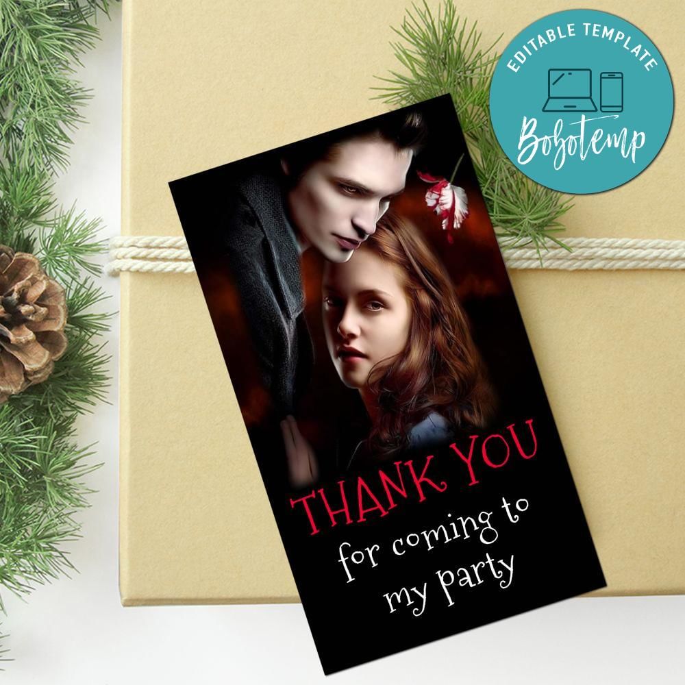 Twilight Thank You Tag Customizable Template | Bobotemp