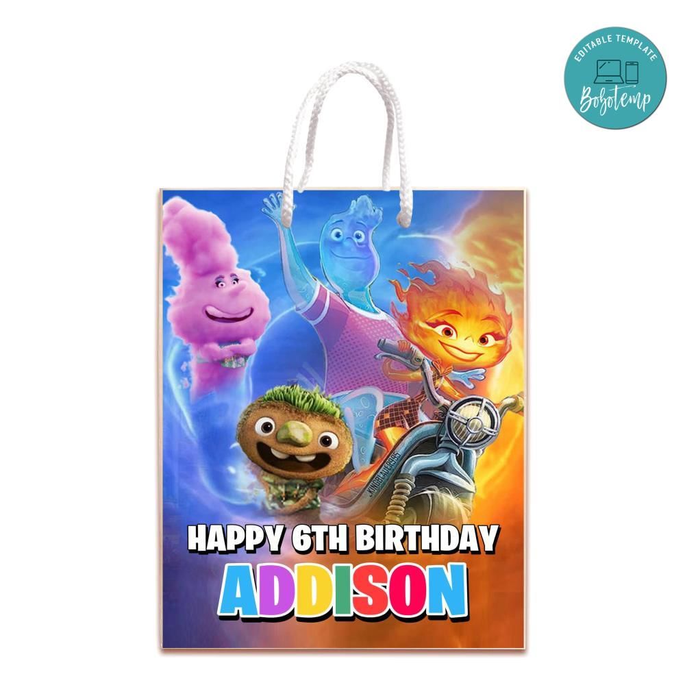 Elemental Pixar Gift Bag Label Template Printable DIY | Bobotemp