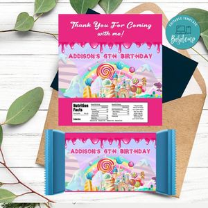 Candyland Candy Bar Label Customizable Template Instant Download
