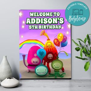 Buddi Cartoon Birthday Welcome Sign Digital File Printable Instant Download