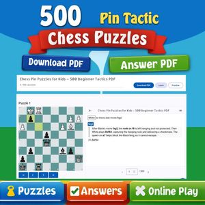 Chess Pin Puzzles for Kids - 500 Beginner Tactics PDF (Part 1)