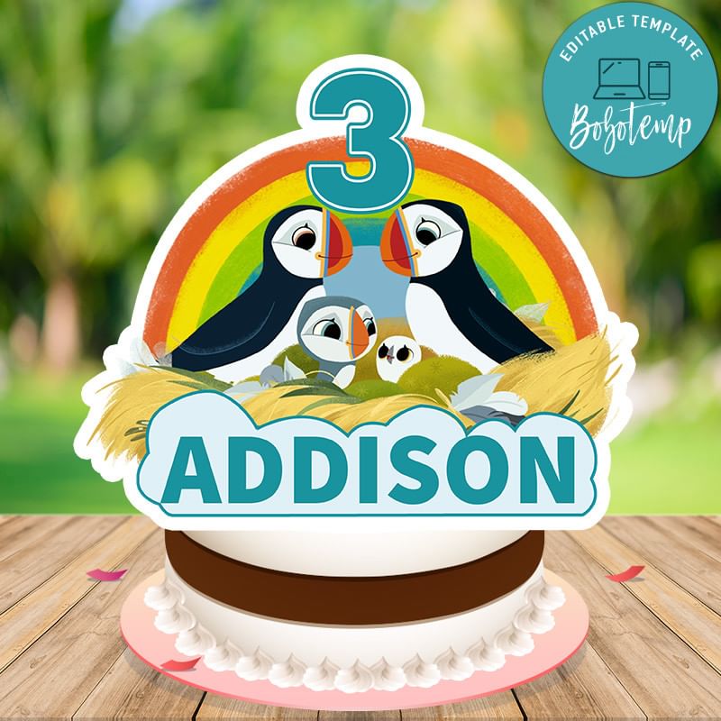 Puffin Rock Birthday Cake Topper Template Printable | Bobotemp